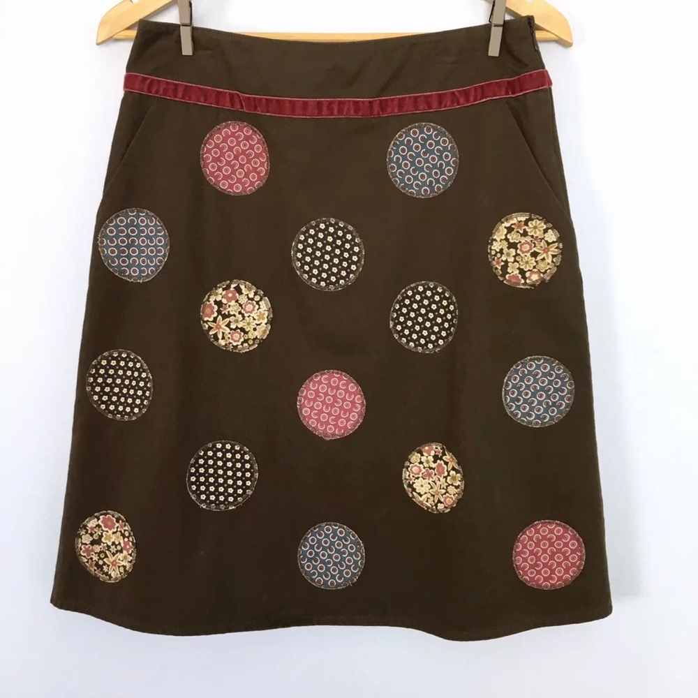 Boden Brown A Line Skirt, Circle Patches, WG305